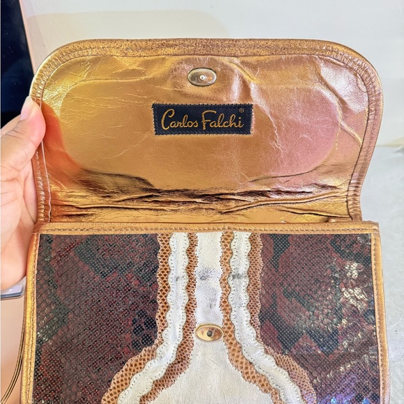 Vintage Carlos Falchi Snake Skin Envelope Shoulder Bag - Picture 3 of 15